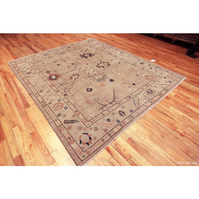 Gorgeous Modern Contemporary Turkish Oushak Design Floral Area Rug, Country of Origin: Central Asia, Circa Date: Modern...