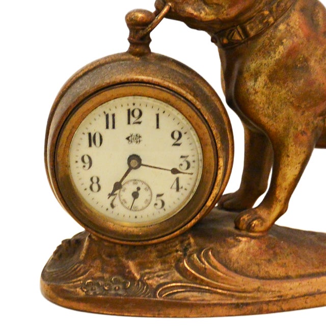 Late 19th Century Cast Spelter Art Metal "Bulldog" Figural Mantel Clock Stand For Sale - Image 4 of 10
