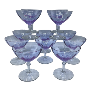 Art Deco Optic Wisteria Champagne/Sherbet Glasses by Fostoria Glassware-Set of 12
