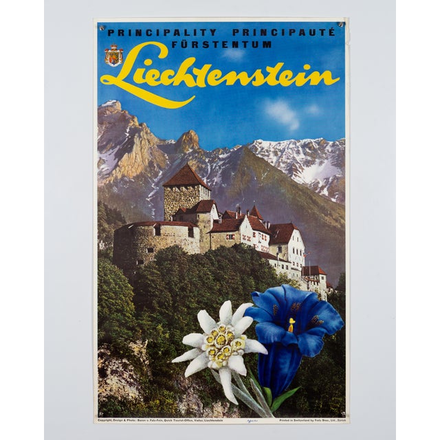 Modern Liechtenstein Travel Poster by Baron V. Falz, 1960s For Sale - Image 3 of 9