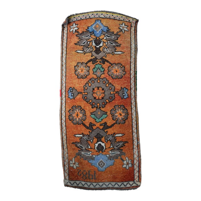 Vintage 1960s Turkish Oushak Rug - 1′7″ × 3′7″ For Sale