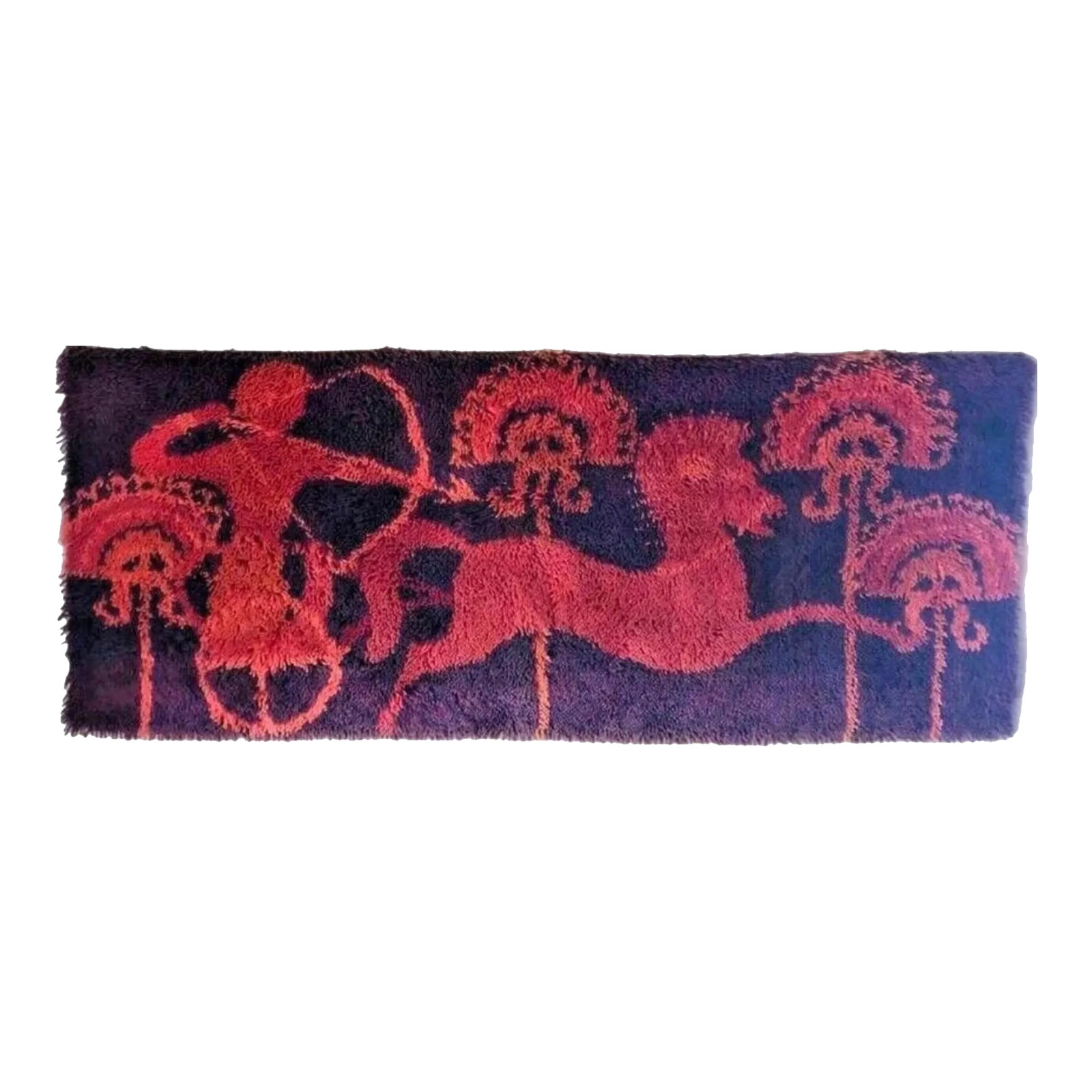 60s Danish Modern Etruscan Ege Rya Rug Tibor Reich Era Horses Chariots ...