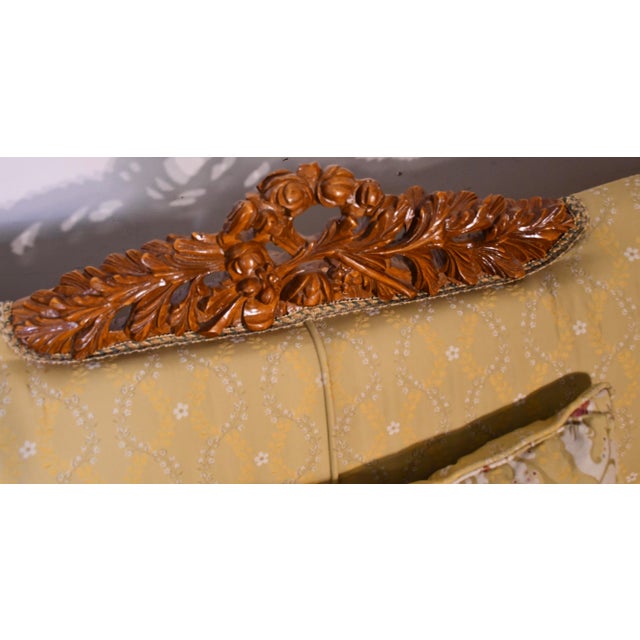 French Vintage French Style Carved Mahogany Living Room Sofa / Couch For Sale - Image 3 of 15