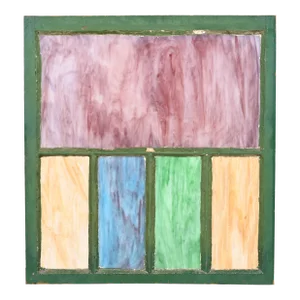 Antique Arts & Crafts Stained Slag Glass Window, Circa 1900