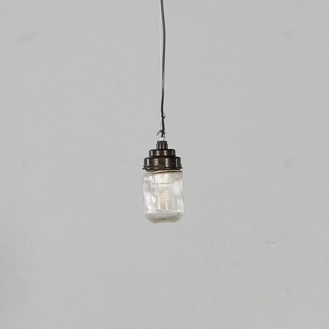 Striped Mottled Cylinder Pendant Lamp, 1950s For Sale - Image 3 of 15