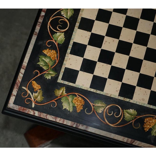 Large Antique Pietra Dura Marble Inlaid Chessboard Table with Cherrywood Base, 1880 For Sale - Image 6 of 18