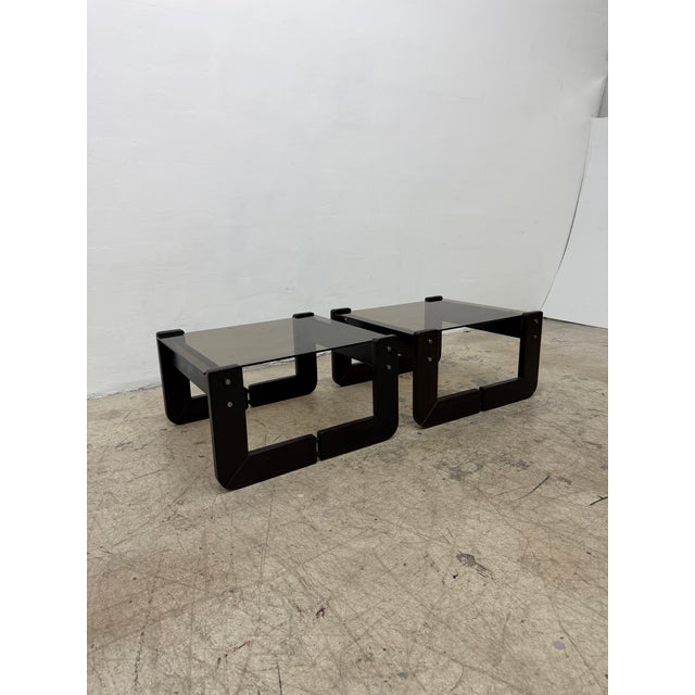 Percival Lafer Mp-97 Rosewood and Smoked Glass Side Tables, 1970s - A Pair For Sale - Image 14 of 17