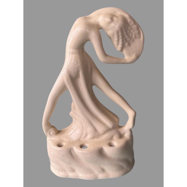 Vintage Figural Art Deco Nouveau Pottery Flower Frog For Sale - Image 6 of 6