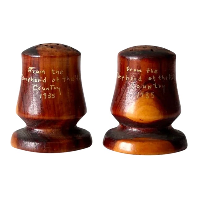 Vintage Ozarks Wooden Salt & Pepper Shakers For Sale