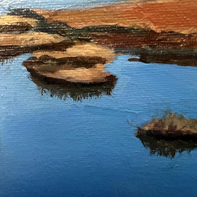 2020s “Along the Marsh" Contemporary Impressionist Landscape in Blue and Tan by Mill Valley Artist Mary Anne McKernie For Sale - Image 5 of 9