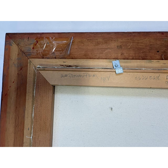 Annella Low (American, 1934-2024) Original Signed and Framed Oil on Canvas C1988 Titled 'Flower Farm' For Sale - Image 15 of 15