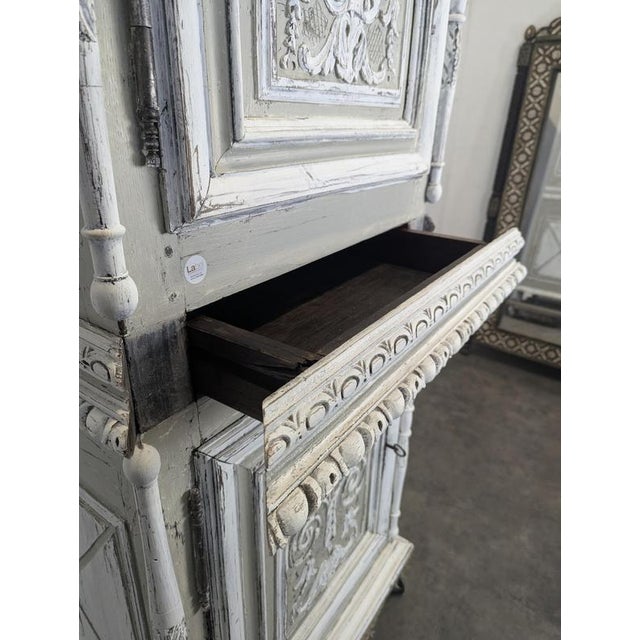 Henry II Carved Grey Oak Cabinet For Sale - Image 9 of 10