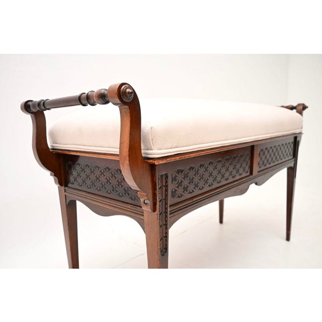 Antique Victorian Duet Piano Stool attributed to James Shoolbred, 1880 For Sale - Image 9 of 11