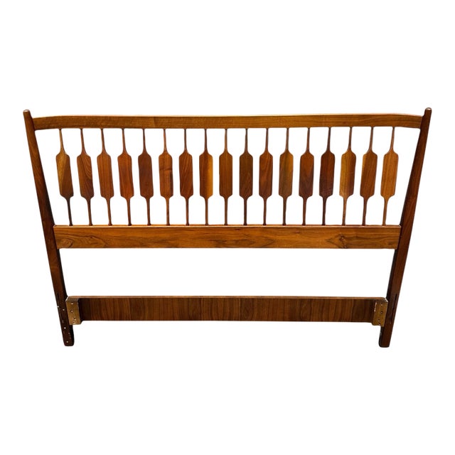 1960s Mid Century Modern Walnut Full Headboard by Kipp Stewart for Drexel Declaration For Sale