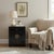 Black Oriental Black Lacquer Moon Face One Drawer End Table Nightstand For Sale - Image 8 of 12