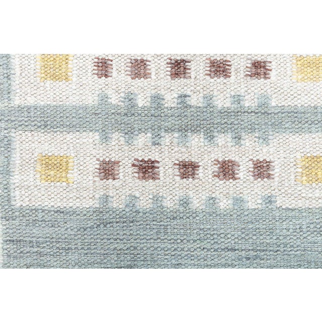 Oversized Flatweave Modern Geometric Light Blue Wool Rug by Doris Leslie Blau For Sale - Image 4 of 8