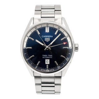 Tag Heuer Carrera Calibre 7 41mm Wbn201a Twin Time Steel Automatic Watch For Sale