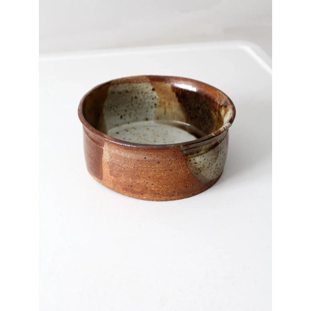 Brown Vintage Studio Pottery Bowl For Sale - Image 8 of 10