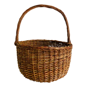 Late 20th Century Vintage Gathering Large Wicker Basket