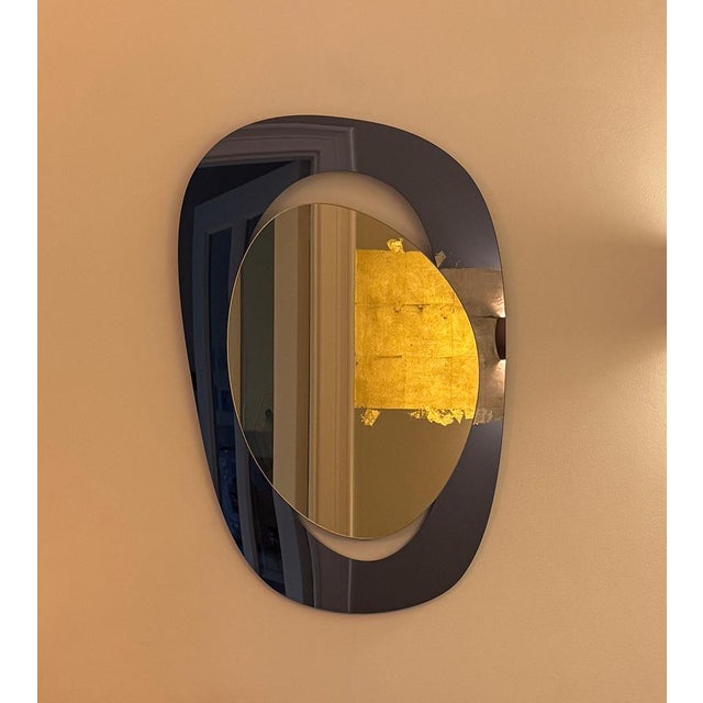 Large Handcrafted Soul Me Mirror in Anthracite and Tinted Bronze by Pon Design For Sale - Image 6 of 7