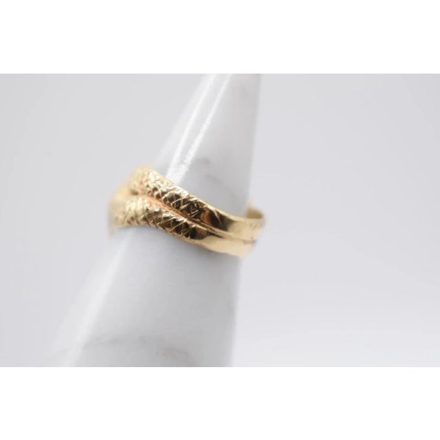 Gothic Mid 20th Century 14kt Gold Snake Ring With Diamonds, Size 6.5 For Sale - Image 3 of 8