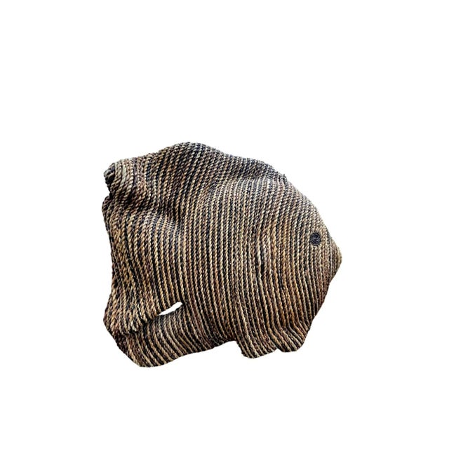 We have for your consideration a very gorgeous large jute rope fish sculpture. Sculpture consists of a fish made with a...