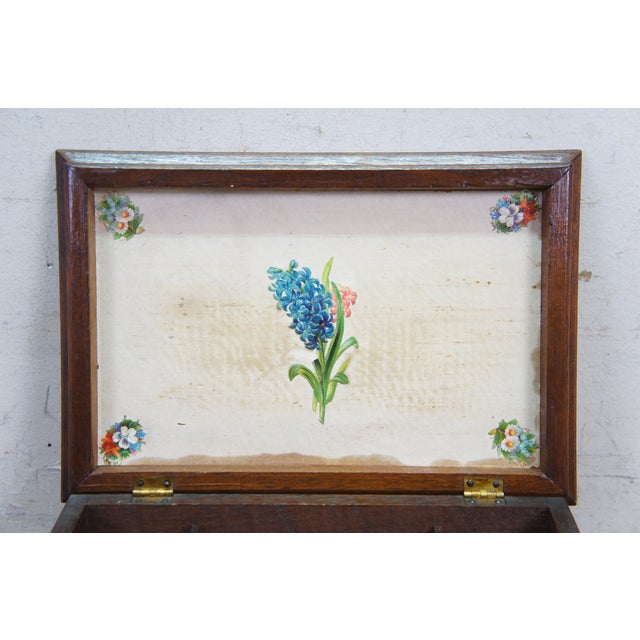 Antique Victorian Oak Grand Tour Box Neoclassical Inlay Greek Key Vanity Drawer For Sale - Image 15 of 16