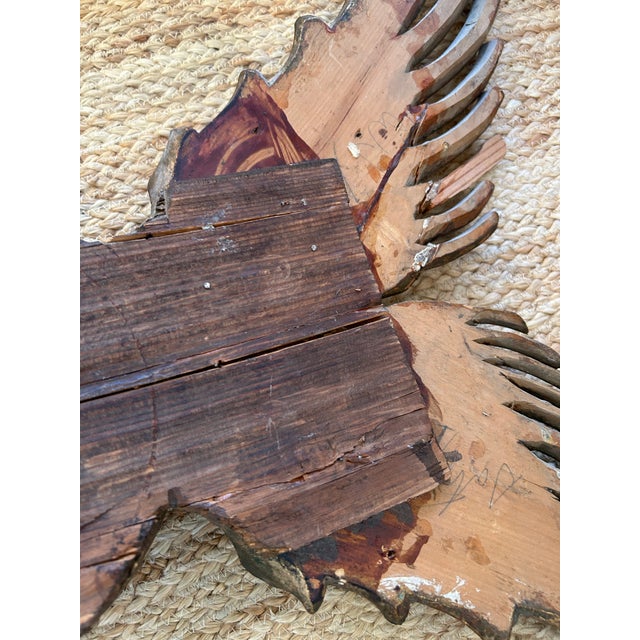 Antique Carved Gilt Wood Angel Overdoor Wall Appliqué For Sale - Image 9 of 12