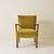 An elegant Scandinavian armchair featuring sculptural bentwood arms, square walnut-stained legs, and Dedar Italian mohair...