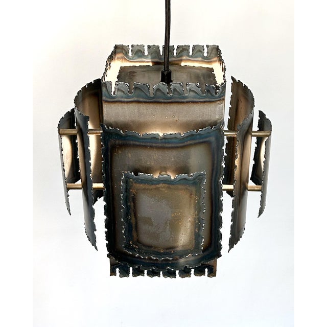 Pendant Lamp in Flame-Cut Steel attributed to Svend Aage Holm Sørensen, Denmark, 1960s For Sale - Image 13 of 14