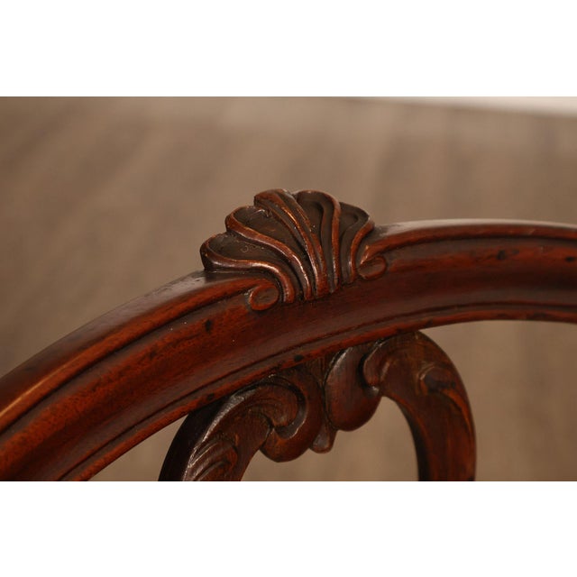 Brown Hepplewhite Inspired Set Of Eight Mahogany Carved Oval Back Dining Chairs For Sale - Image 8 of 18