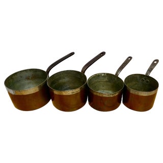 19th Century Scottish Tinned Copper Pots by James Grayson, 1890s, Set of 4 For Sale