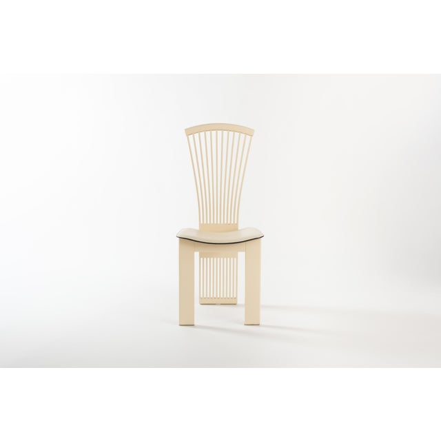 Animal Skin 1980s Set of 4 White Lacquer and Leather Attributed to Pietro Costantini Italian Dining Chairs For Sale - Image 7 of 12
