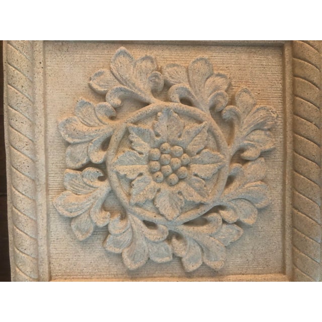 Art Nouveau Vintage Floral Concrete Wall Plaques - A Pair For Sale - Image 3 of 10