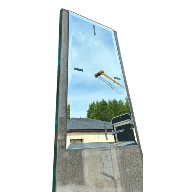 Glass Vintage Post-Modern Plate Glass Grandfathers Floor Clock Attributed to Pace MCM For Sale - Image 7 of 13