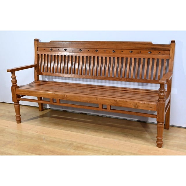 Mid 20th Century Colonial Varangue Bench in Teak, 1950s For Sale - Image 3 of 18
