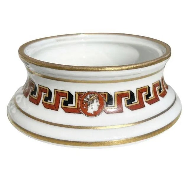 Round Ceramic Gilt Greek Key Bowls With Silhouettes France - a Pair For Sale - Image 4 of 6