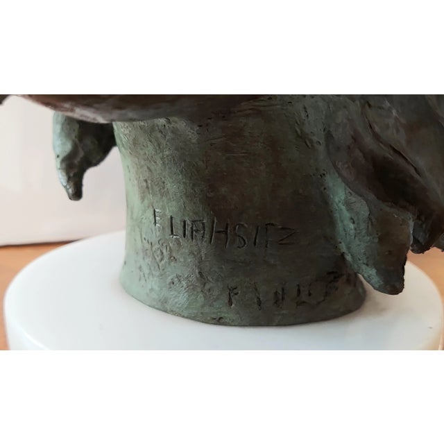 Elias Lifshitz 20th Century Artist Bronze Bust For Sale - Image 9 of 9