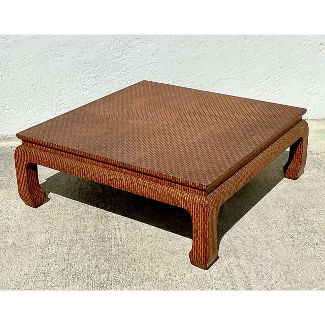 Vintage Baker Wrapped Raffia Ming Coffee Table For Sale - Image 9 of 12