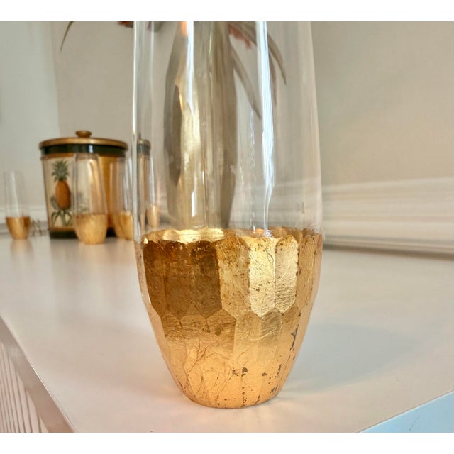 Late 20th Century Gilded Gold Leaf Drinking Glasses/Bud Vases - Set of 8 For Sale In Charleston - Image 6 of 9