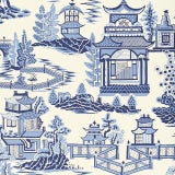 Sample - Schumacher Nanjing Chinoiserie Wallpaper in Porcelain Blue For Sale