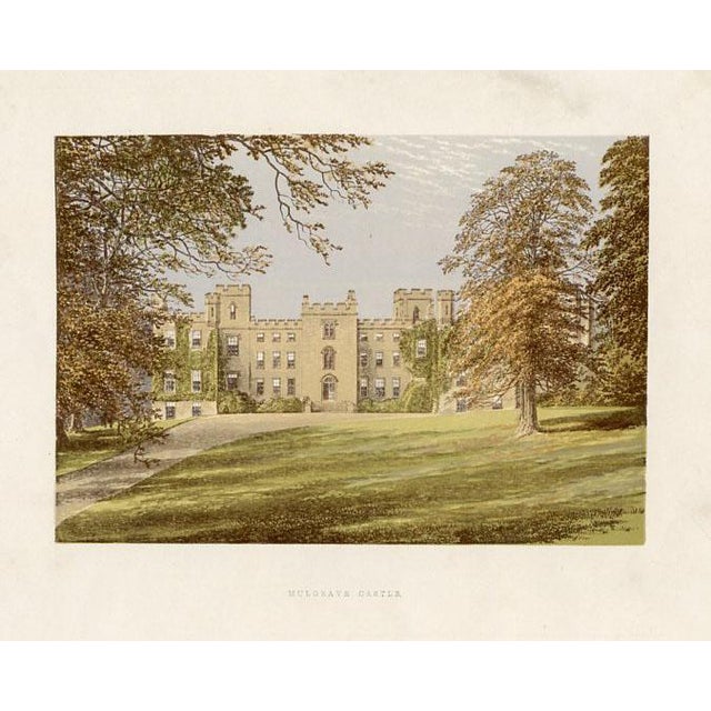 Original late-1800s chromolithograph from a folio of English Castles, Abbeys and Manor Homes. Based on an illustration by...