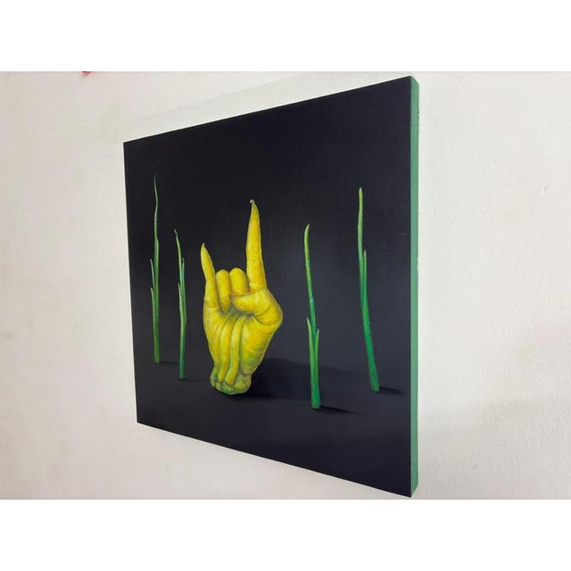 Contemporary Natasha Lelenco, Rock and Roll Gesture with Organic Hand Vegetal Form, 2026, Acrylic on Panel For Sale - Image 3 of 10