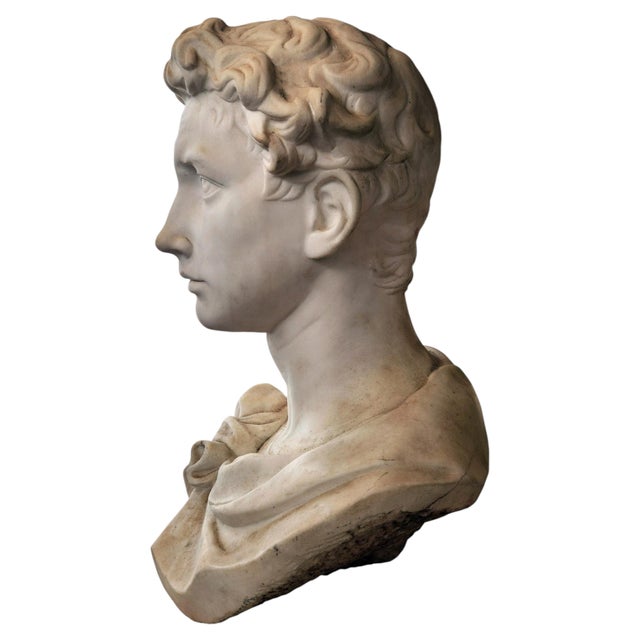 Black Bust of Giuliano de Medici, 19th Century, Carrara Marble For Sale - Image 8 of 8