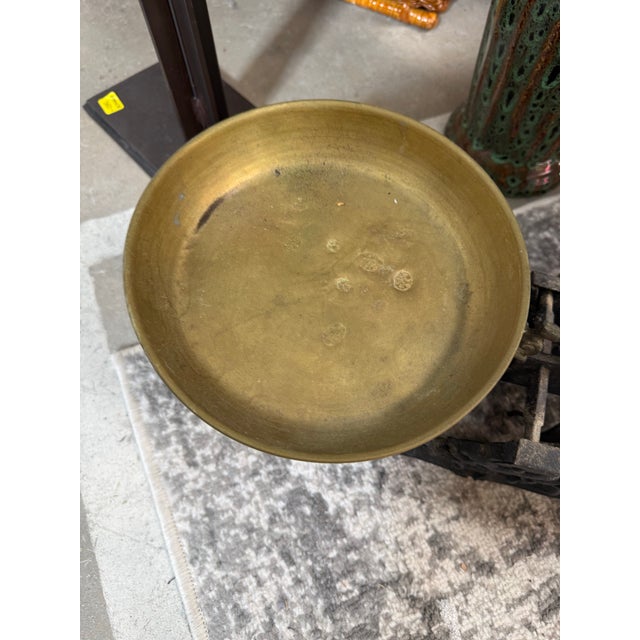 Industrial Rare Antique Cast Iron Balance Scale & 2 Copper Pans. For Sale - Image 3 of 5