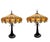 A Pair of Vintage Tiffany Style Slag Glass Double Socket Table Lamps ** Lamps will be Professionally Fragile Packed by the...
