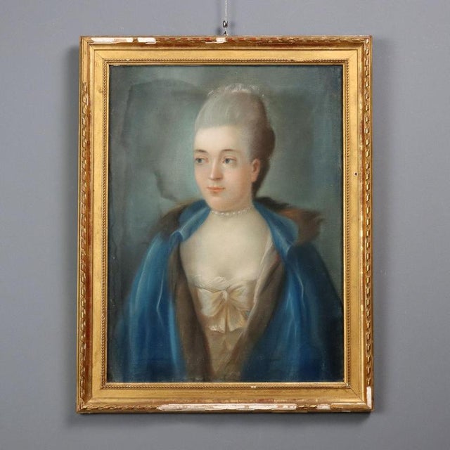 Portrait of Marie Antoinette of Habsburg-Lorraine, Crayon on Paper on Canvas, Framed For Sale - Image 10 of 10