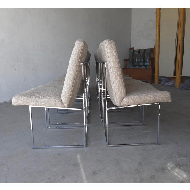 Mid-Century Modern Set of 10 Model 1187 Chrome Thin Line Dining Chairs by Thayer Coggin For Sale - Image 3 of 12