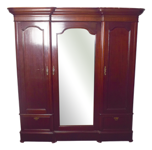 Antique English Mahogany Wardrobe with Central Mirror