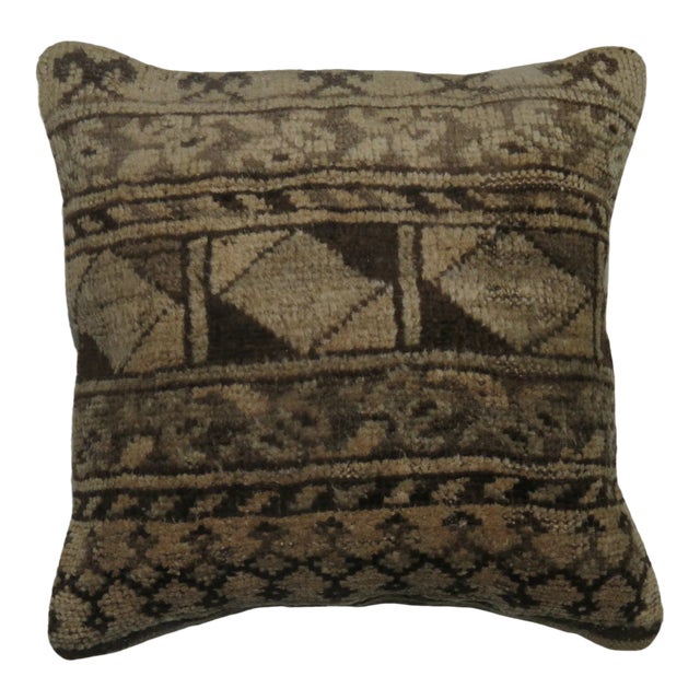 Tribal Beige Brown Rug Pillow For Sale